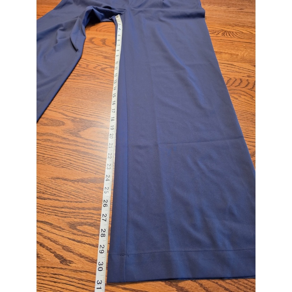 Beyond Yoga Status Stretch Wide Leg Trouser Pants Womens Medium Navy Pleated - Picture 12 of 14